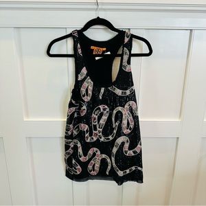 Tory Burch Black and Pink Snake Print Blouse